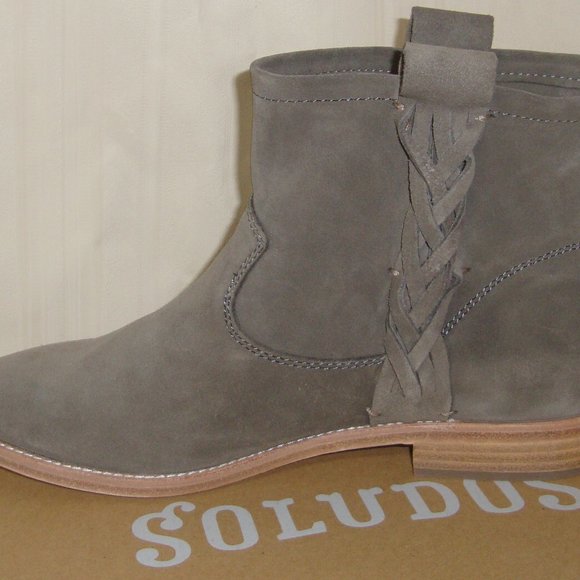 SOLUDOS  Gray Braided Suede Ankle Boots Suede - Picture 5 of 7